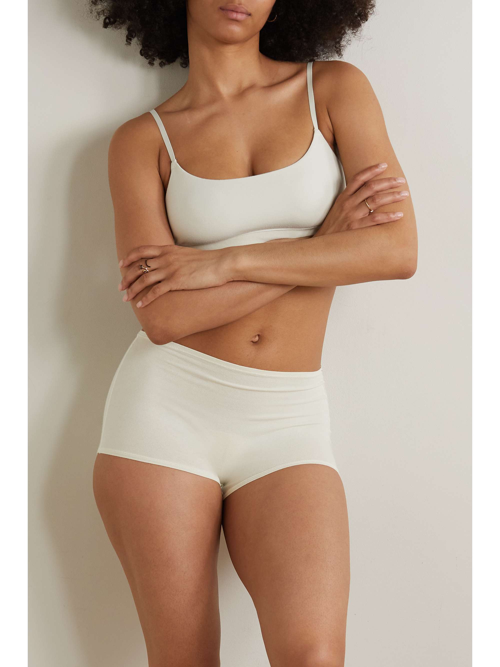 SKIMS CottonBlend Jersey Boyshort Bone NETAPORTER