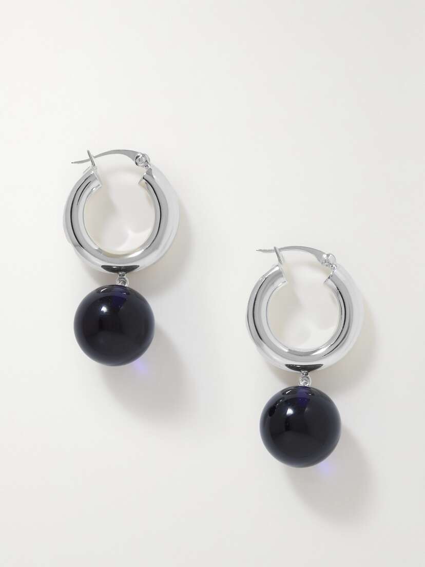 LIÉ STUDIO The Charlotte Silver And Glass Hoop Earrings