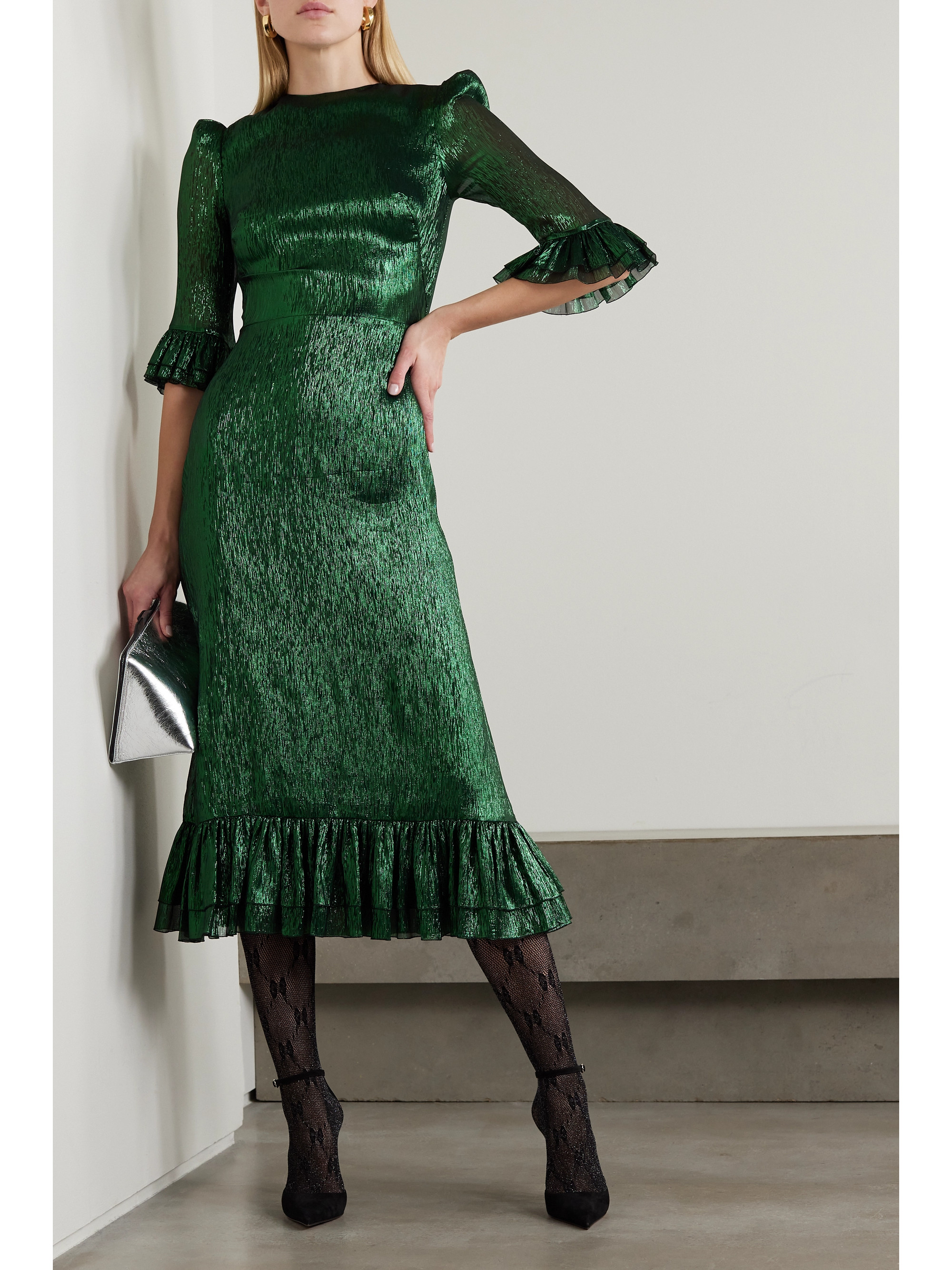  the vampire's wife ワンピース The Vampire's Wife - The Falconetti ruffled metallic silk-blend