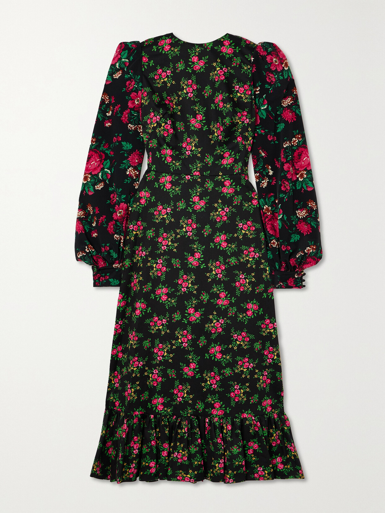 The Vampire's Wife Villanelle Floral-print Cotton Maxi Dress In Black