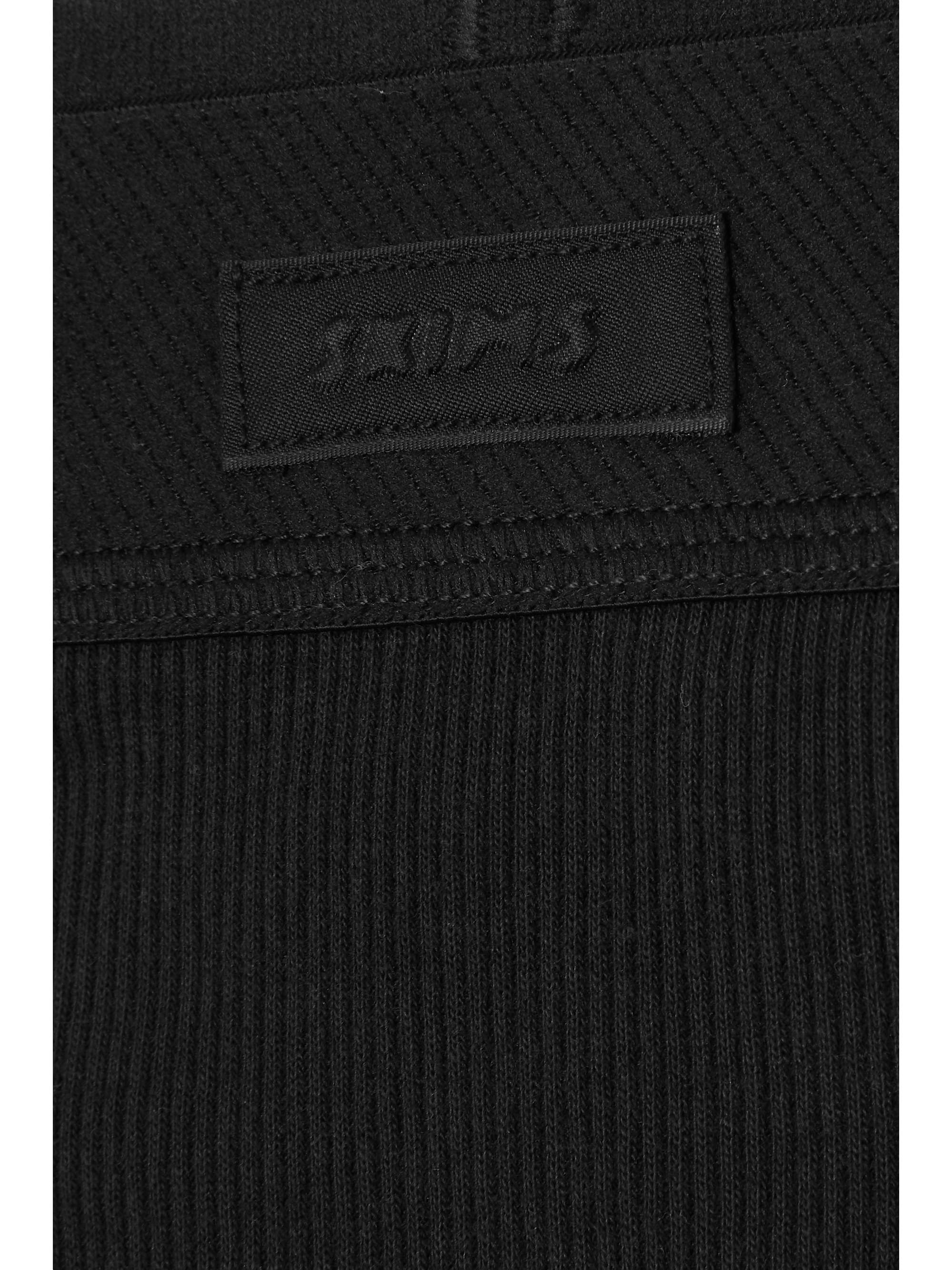 SKIMS Cotton Collection ribbed cotton-blend jersey thong - Soot