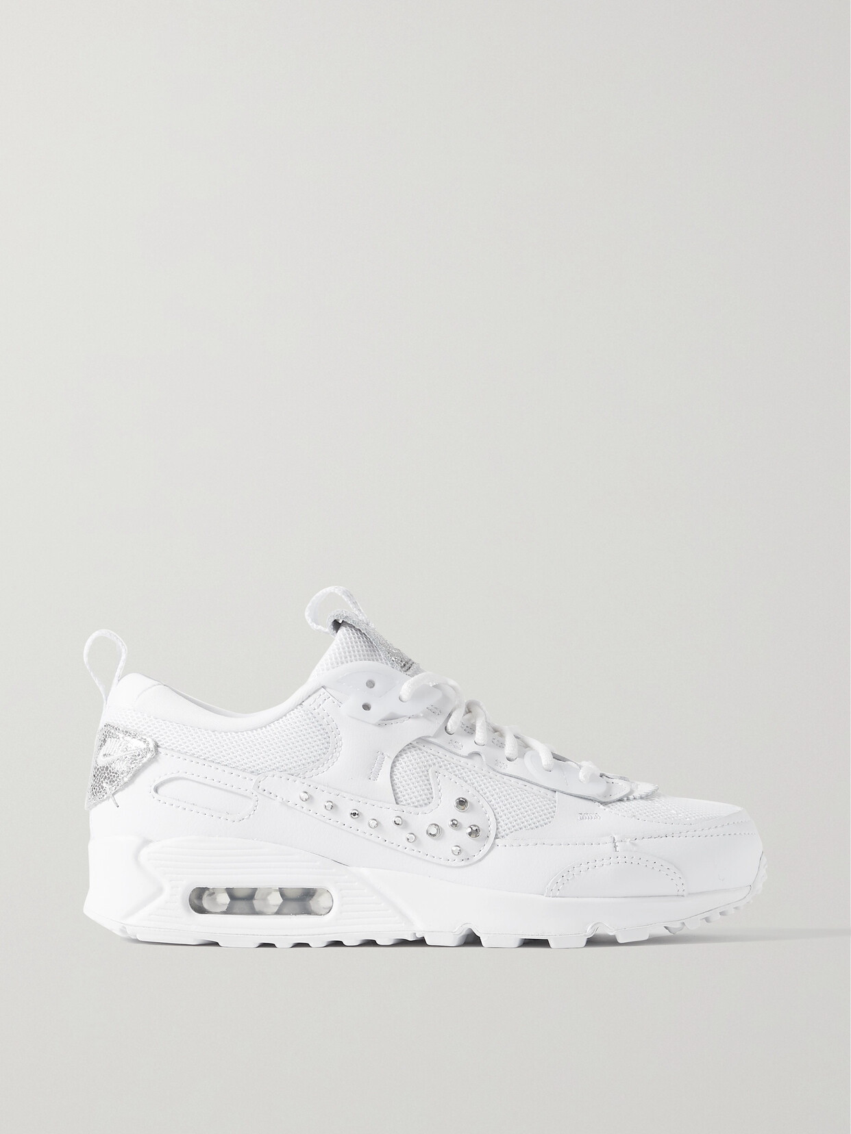 Nike Air Max 90 Futura Crystal-embellished Leather And Mesh Sneakers In White