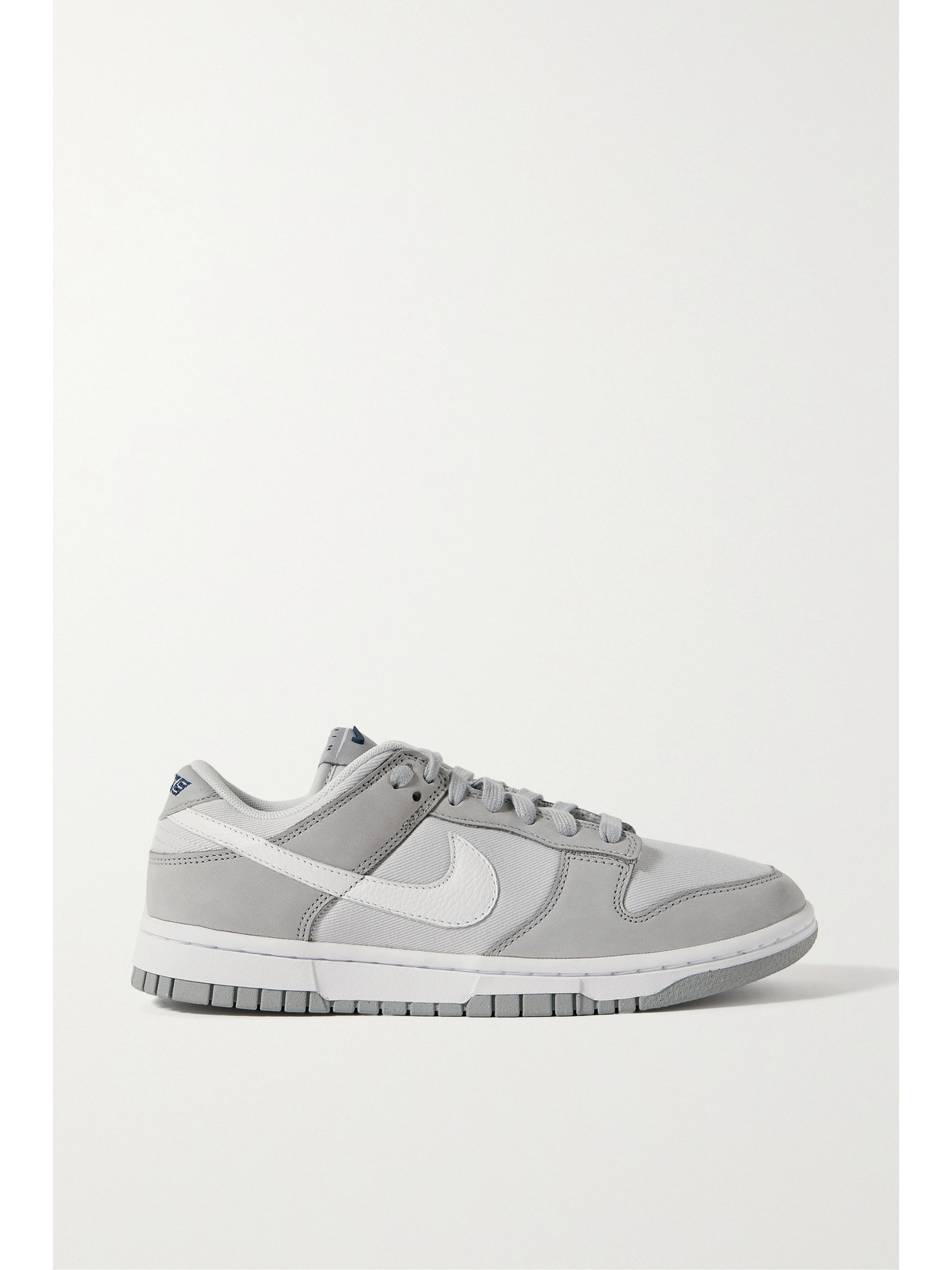 Nike Dunk Low Lx Leather And Suede-trimmed Drill Sneakers In Gray