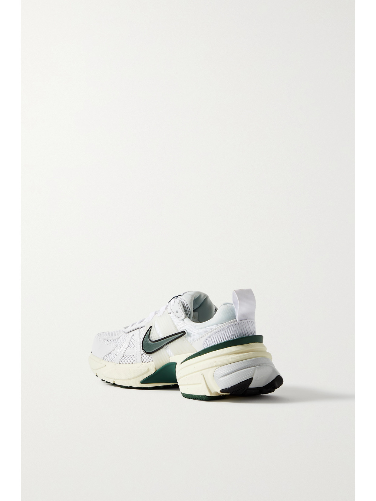 Shop Nike V2k Rubber-trimmed Leather And Mesh Sneakers In White