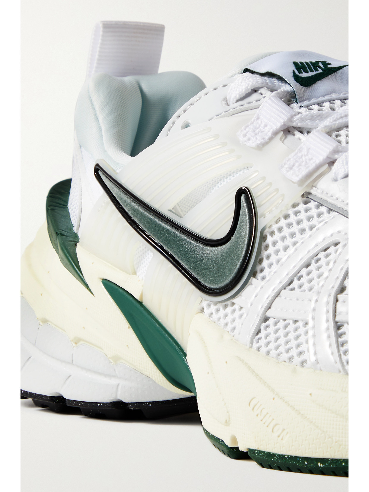 NIKE V2K RUBBER-TRIMMED LEATHER AND MESH SNEAKERS
