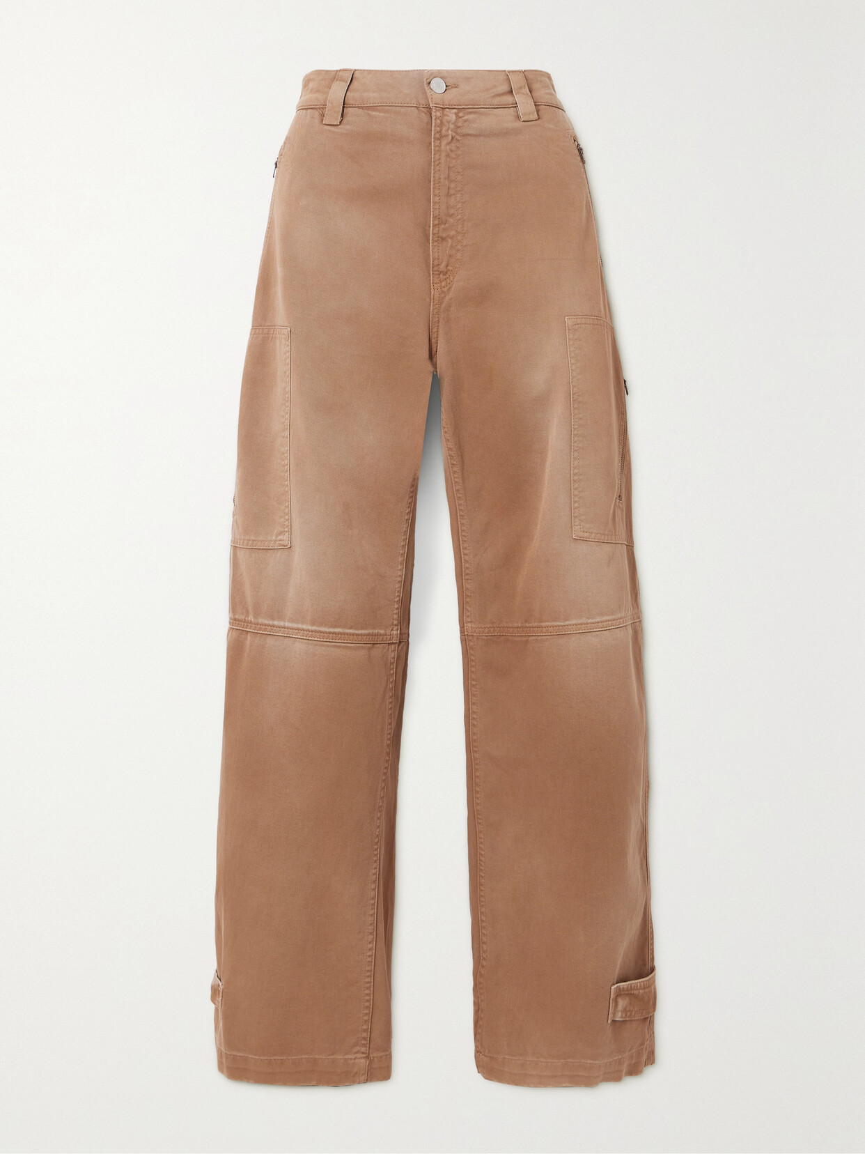 Fortela Junia High-rise Wide-leg Cargo Jeans In Brown