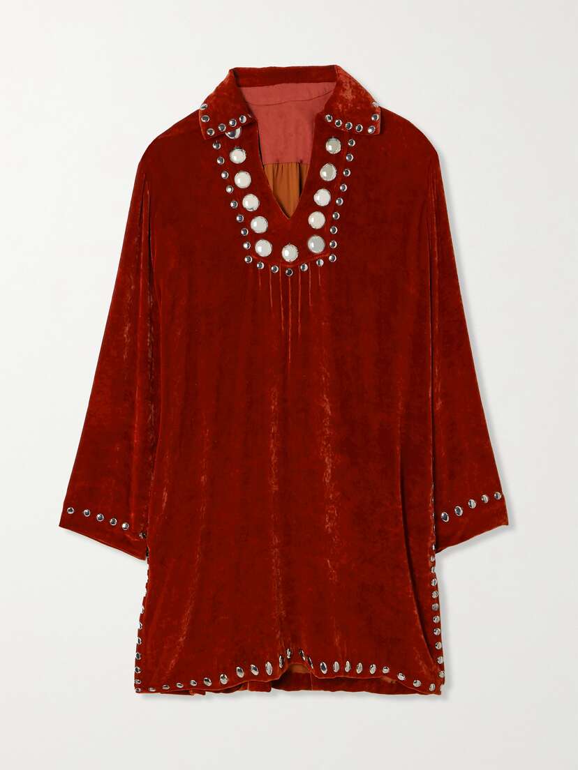 Fortela Studded Velvet Mini Dress