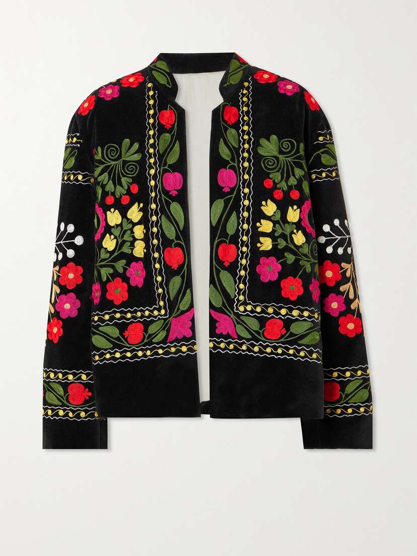 Fortela Fulvia Embroidered Cotton-velvet Jacket