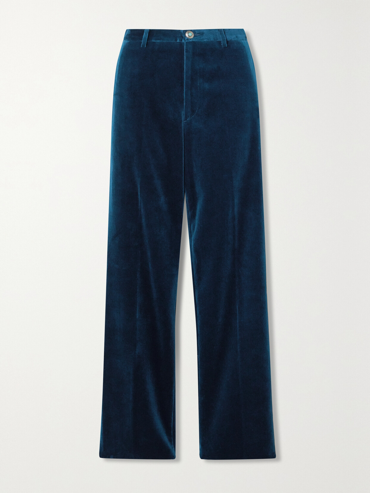 Shop Fortela Joplin Cotton-velvet Straight-leg Pants In Blue