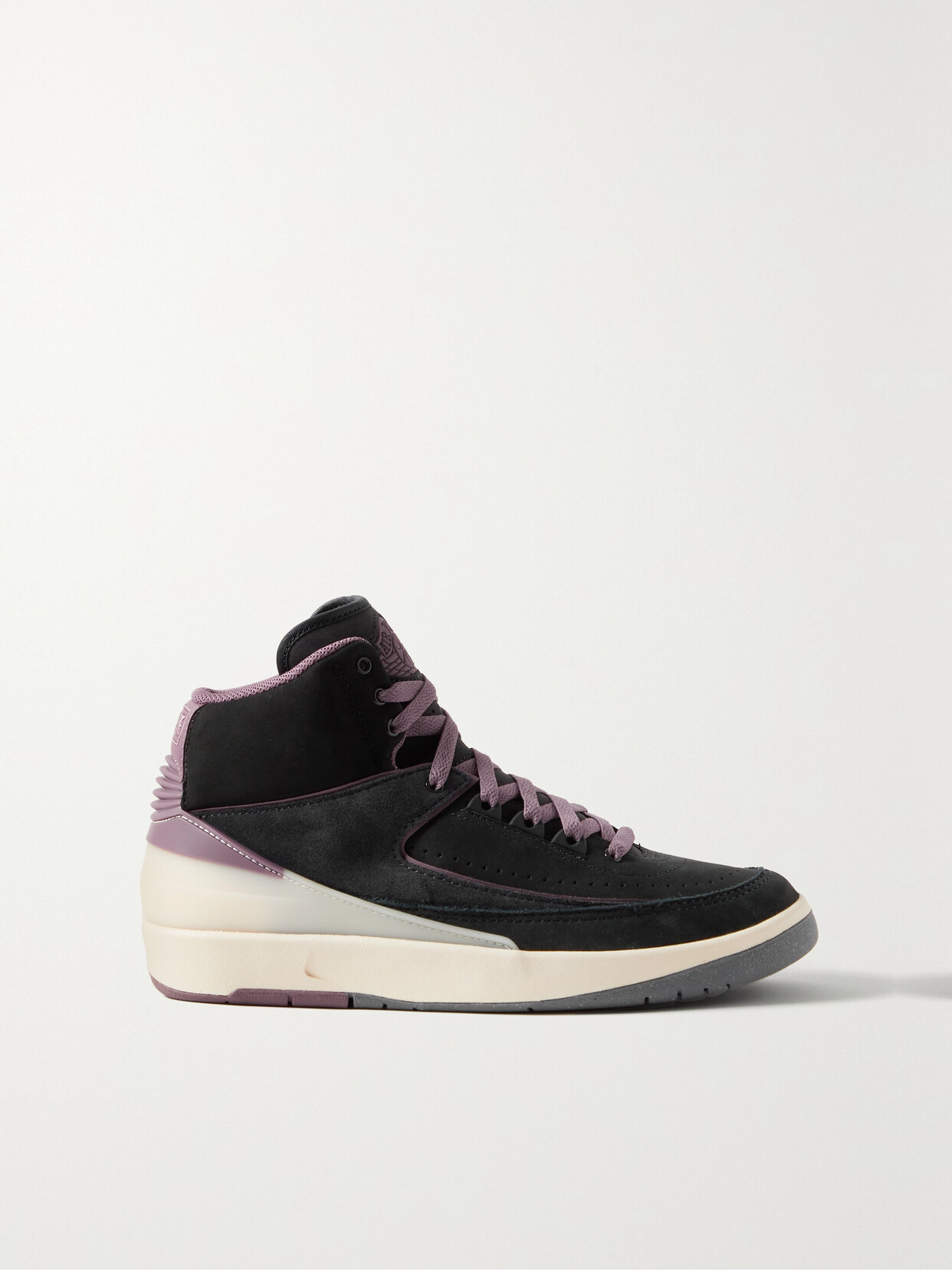 Nike Air Jordan 2 Retro Rubber And Leather-trimmed Suede High-top Sneakers - Black