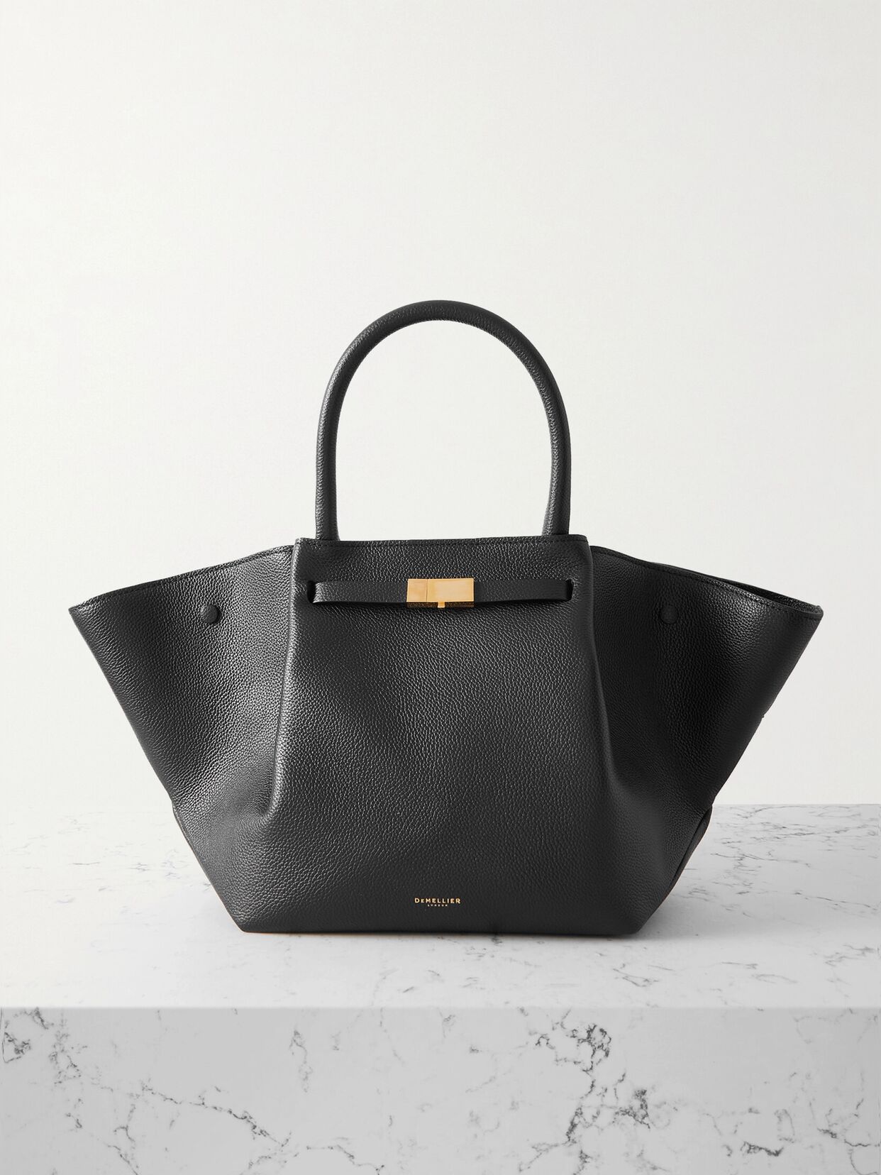 The New York midi textured-leather tote