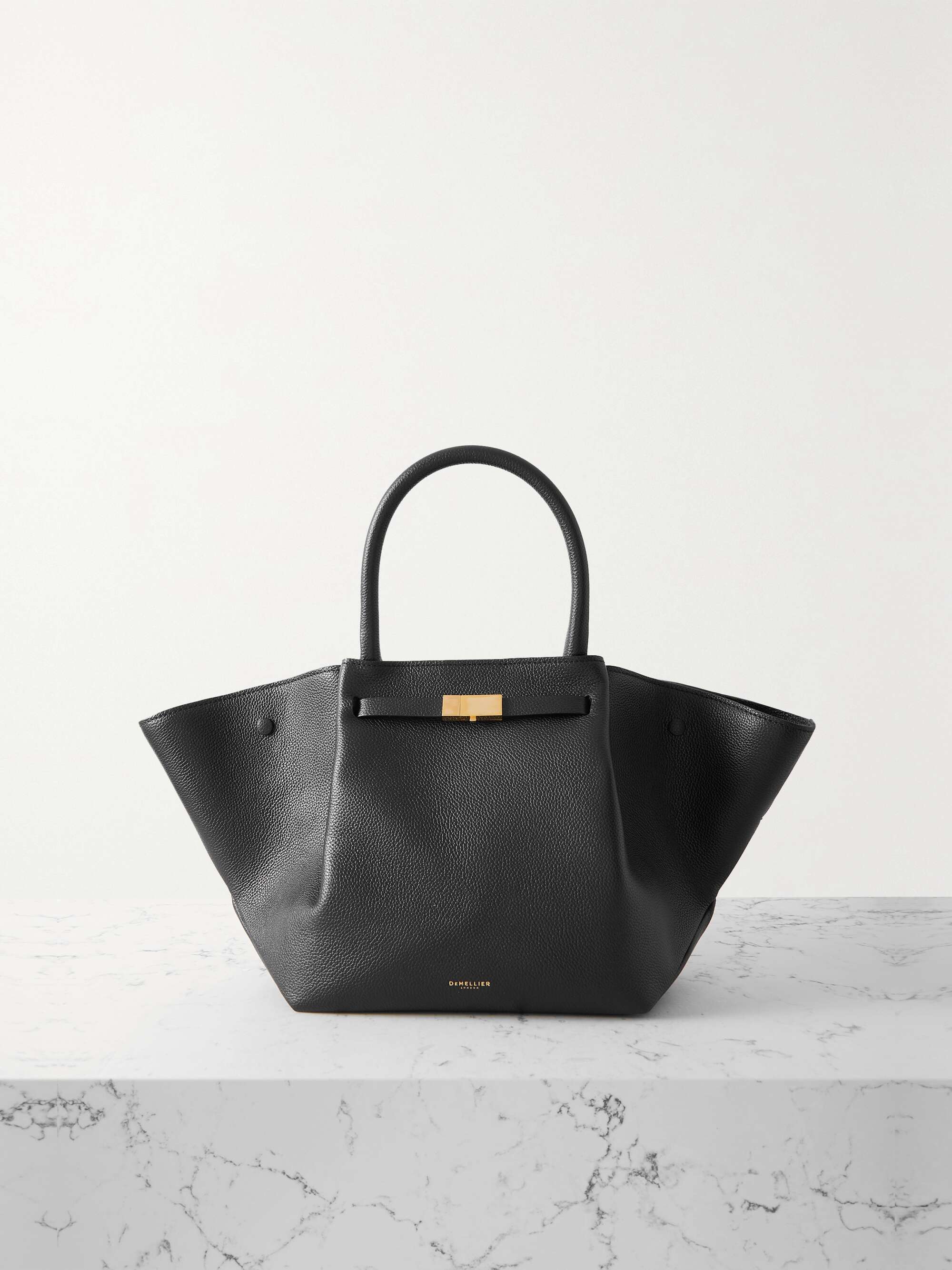 Demellier | The New York in Black Small Grain | Leather Shoulder Bag