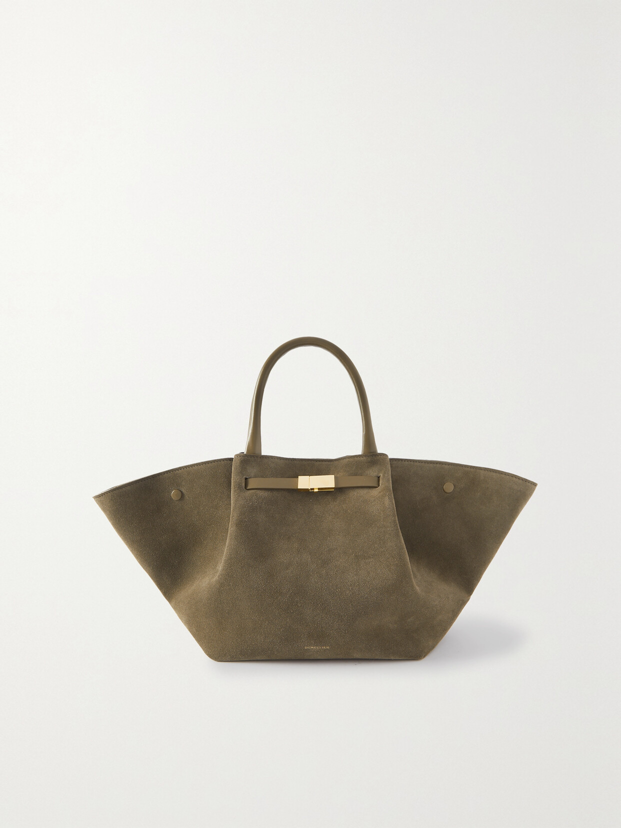 DeMellier - + Net Sustain Midi New York Leather-trimmed Suede Tote - Brown