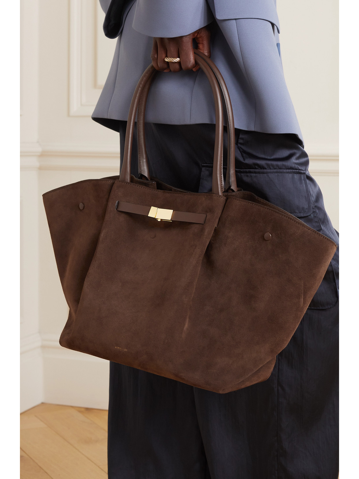 Demellier New York Suede Tote Bag In Brown