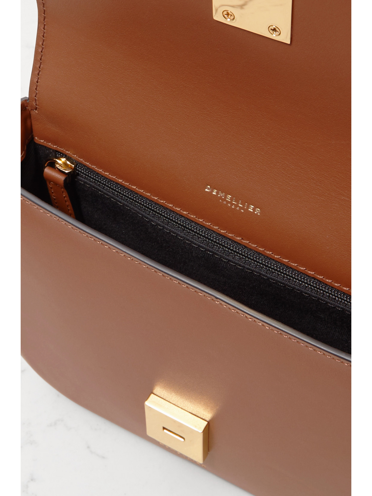 Demellier Vancouver Small Leather Shoulder Bag In Brown