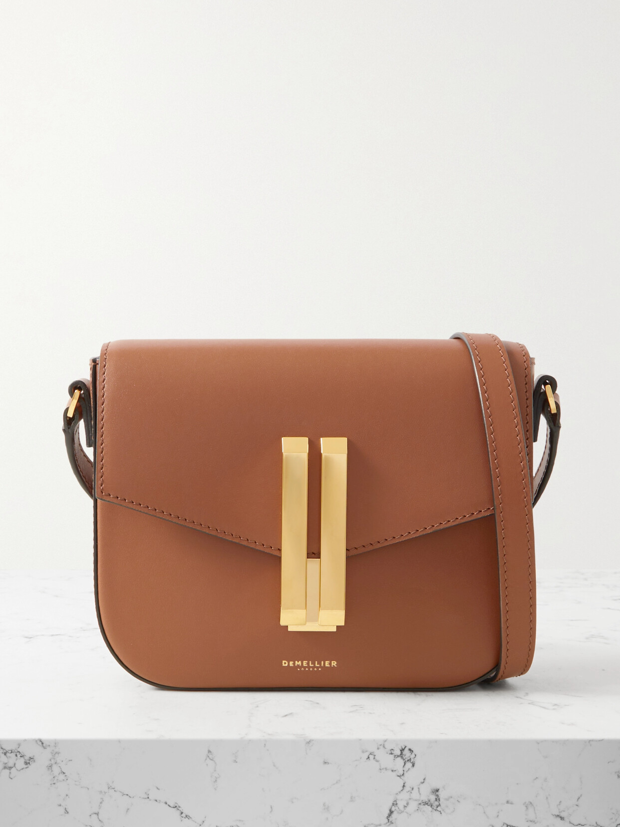 Demellier + Net Sustain Vancouver Small Leather Shoulder Bag In Brown