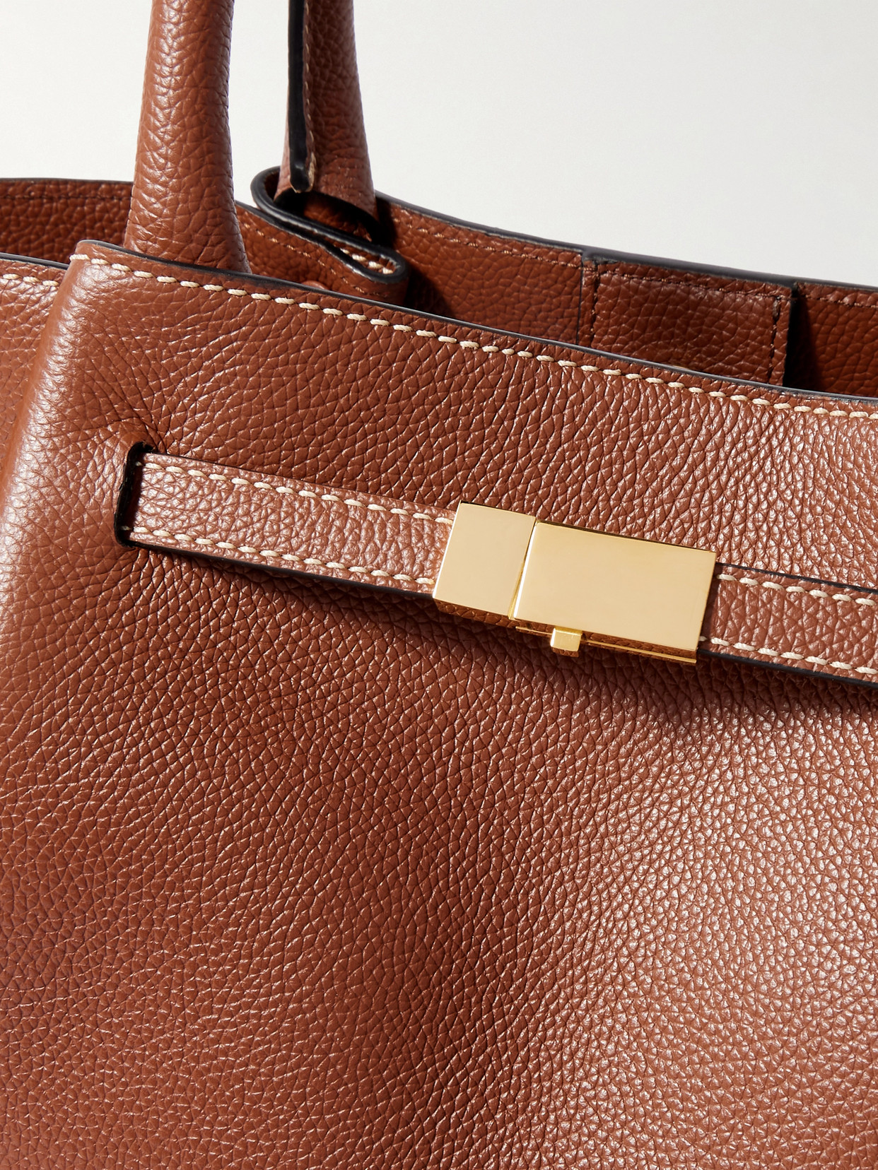 The New York Midi Textured-Leather Tote