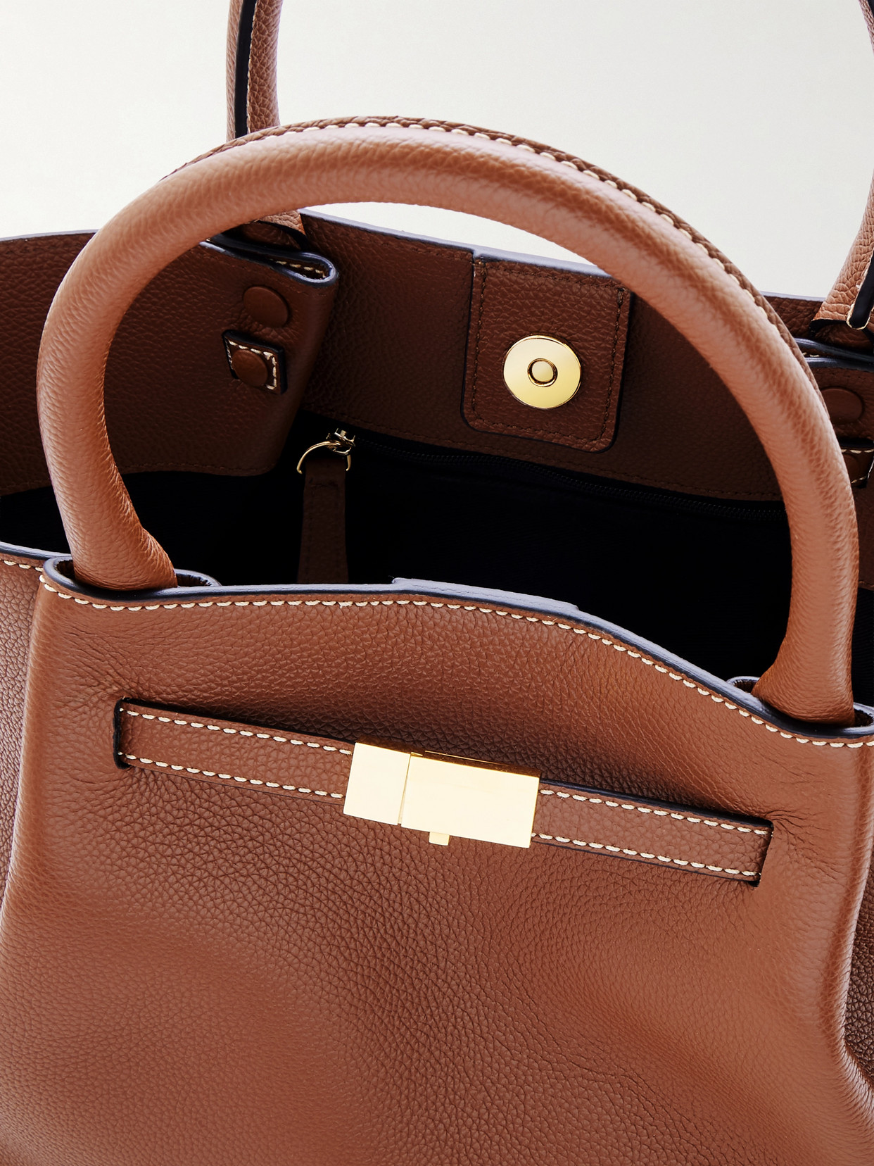 The New York Midi Textured-Leather Tote