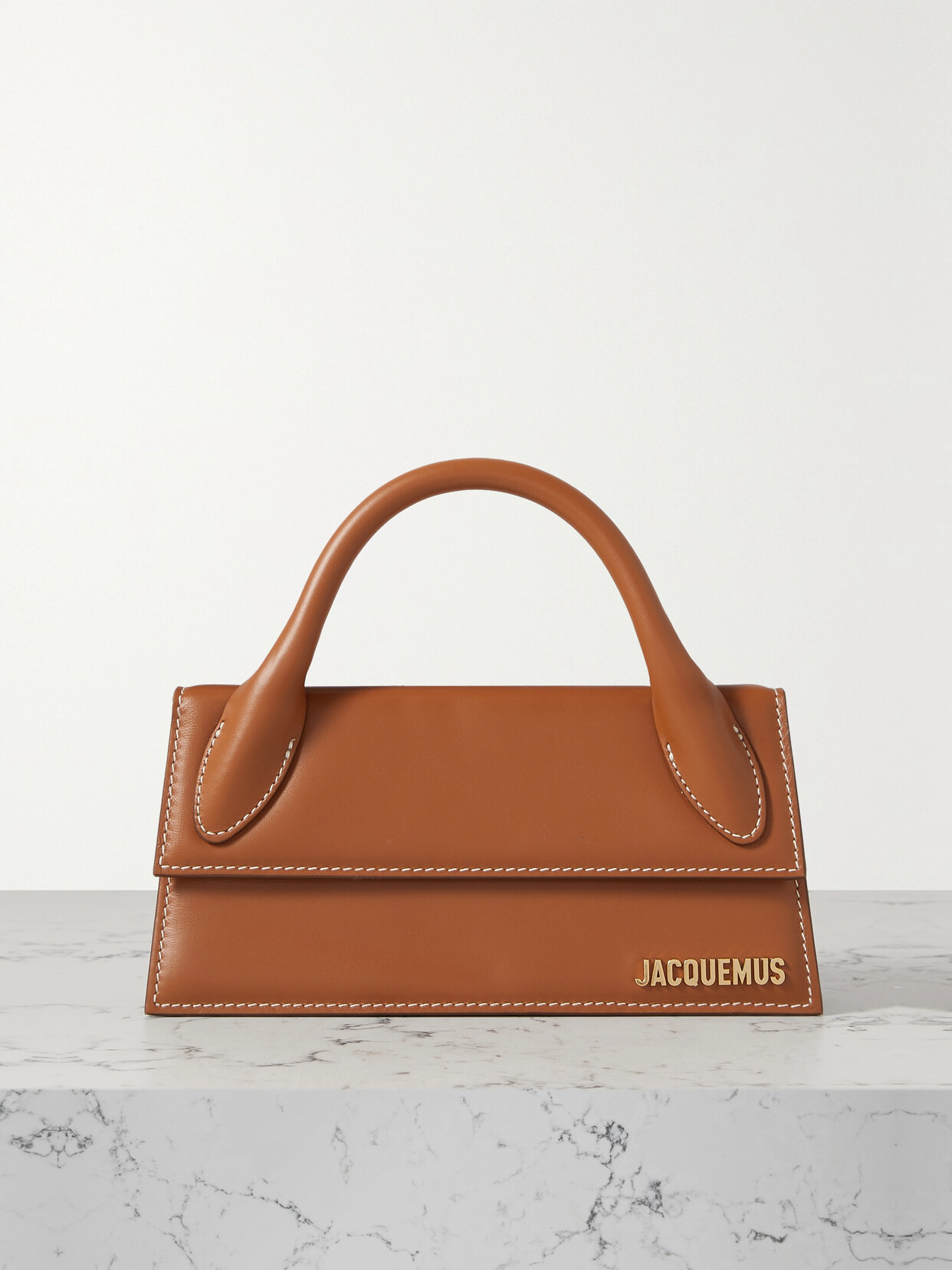 Shop Jacquemus Le Chiquito Long Leather Tote In Brown