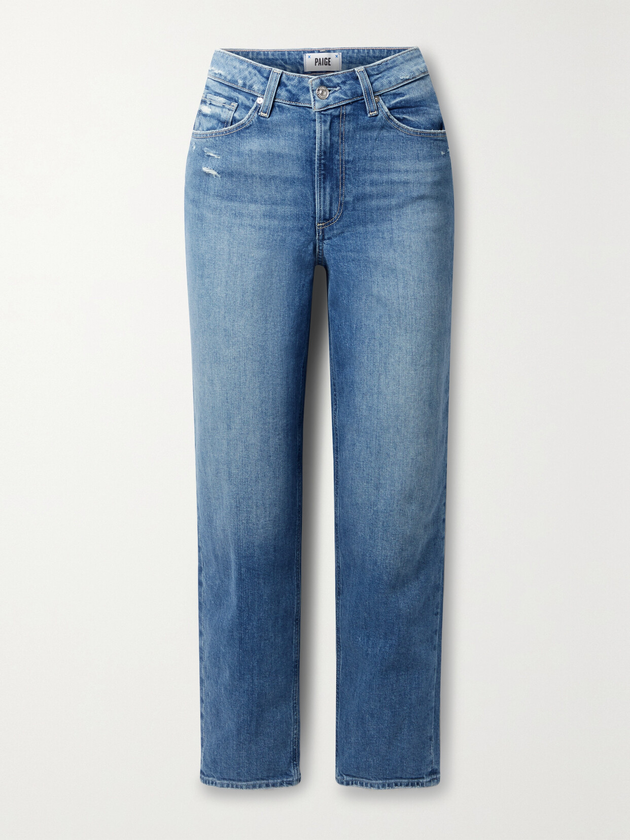 PAIGE - Sarah Cropped High-rise Straight-leg Organic Jeans - Blue