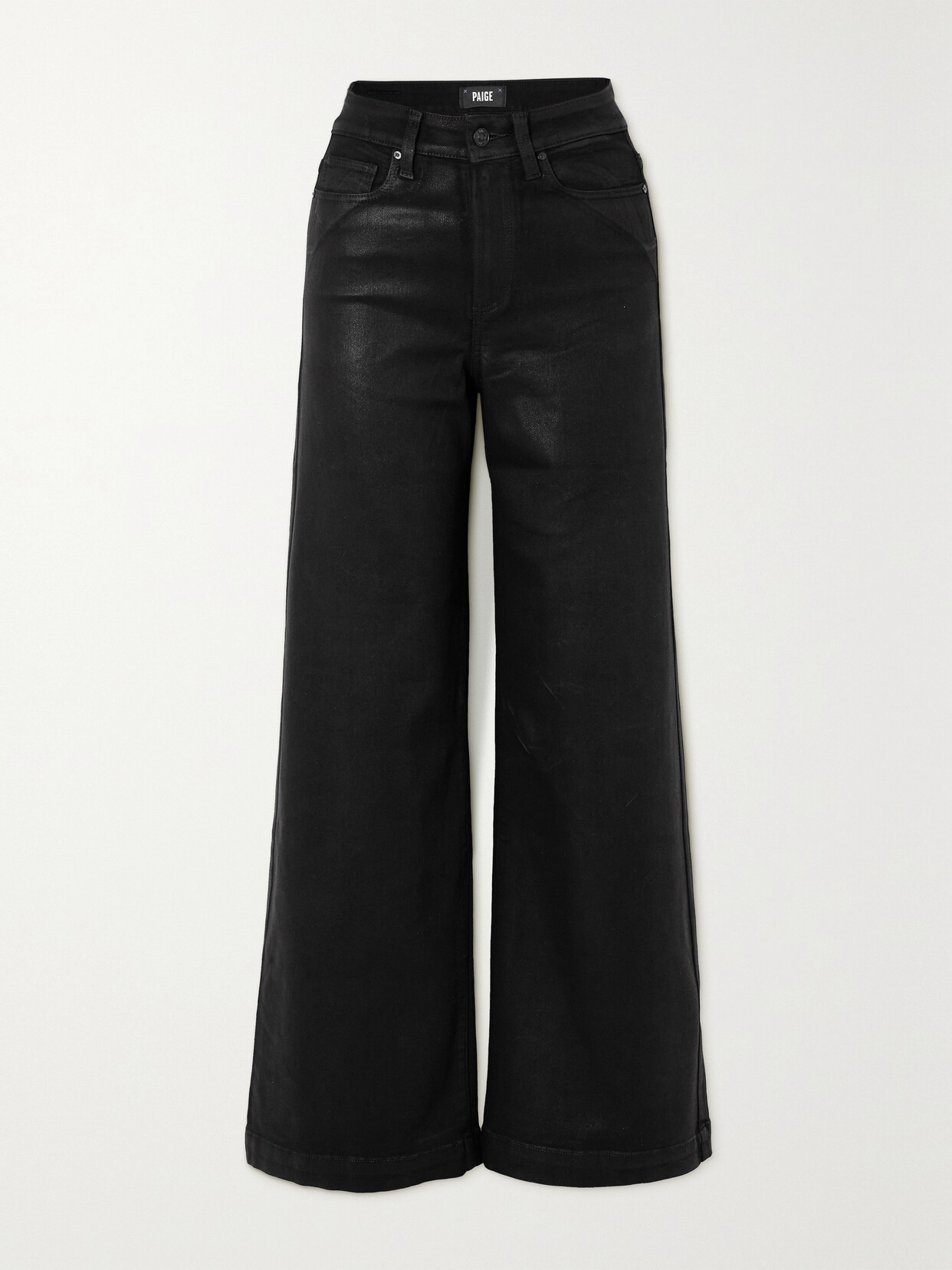 PAIGE - Harper High-rise Coated Wide-leg Jeans - Black