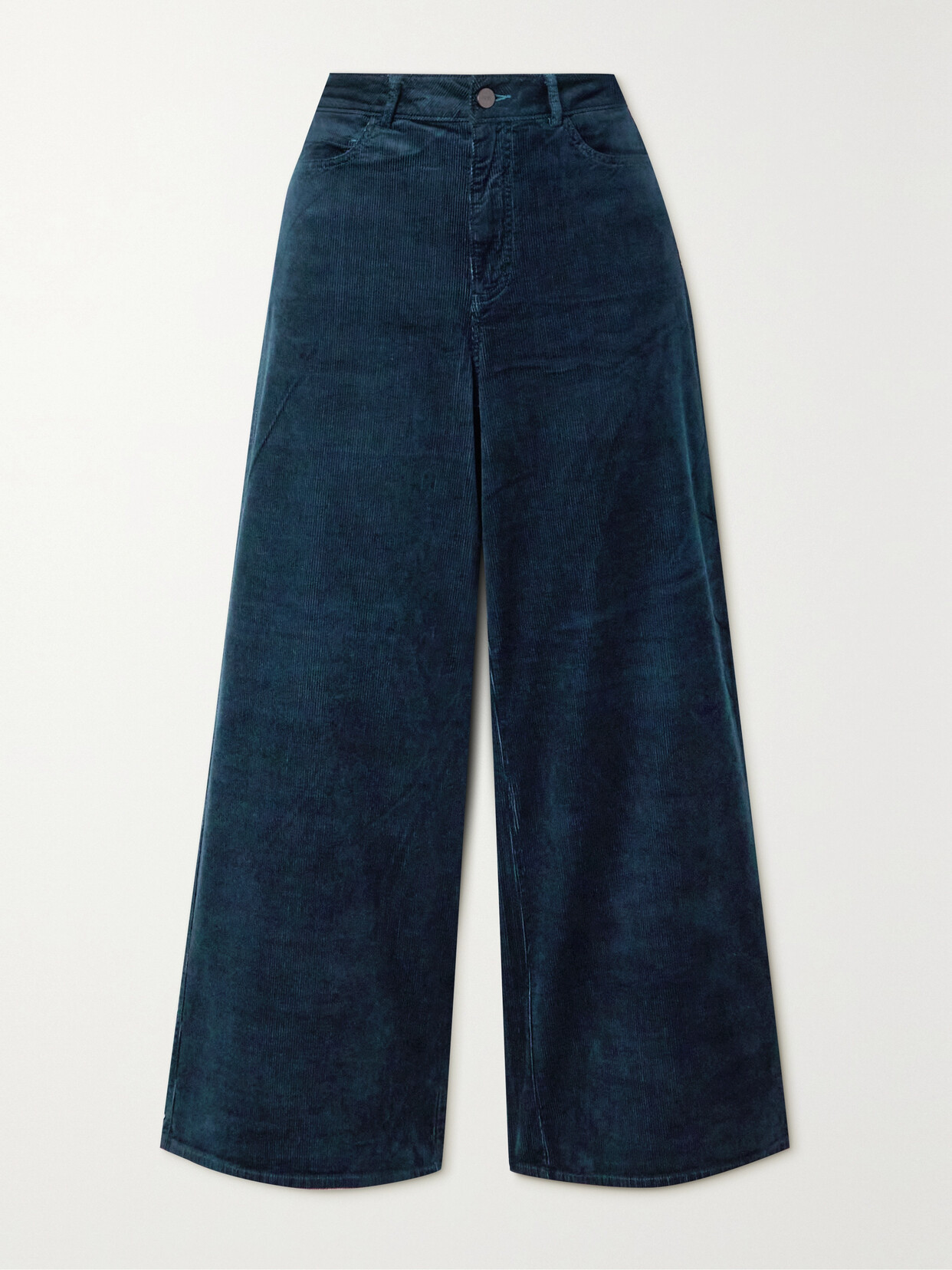 Paige Harper Cropped Cotton-blend Corduroy Wide-leg Trousers In Blue