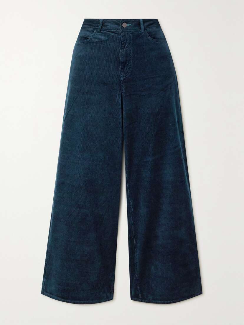 PAIGE Harper Cropped Cotton-blend Corduroy Wide-leg Pants