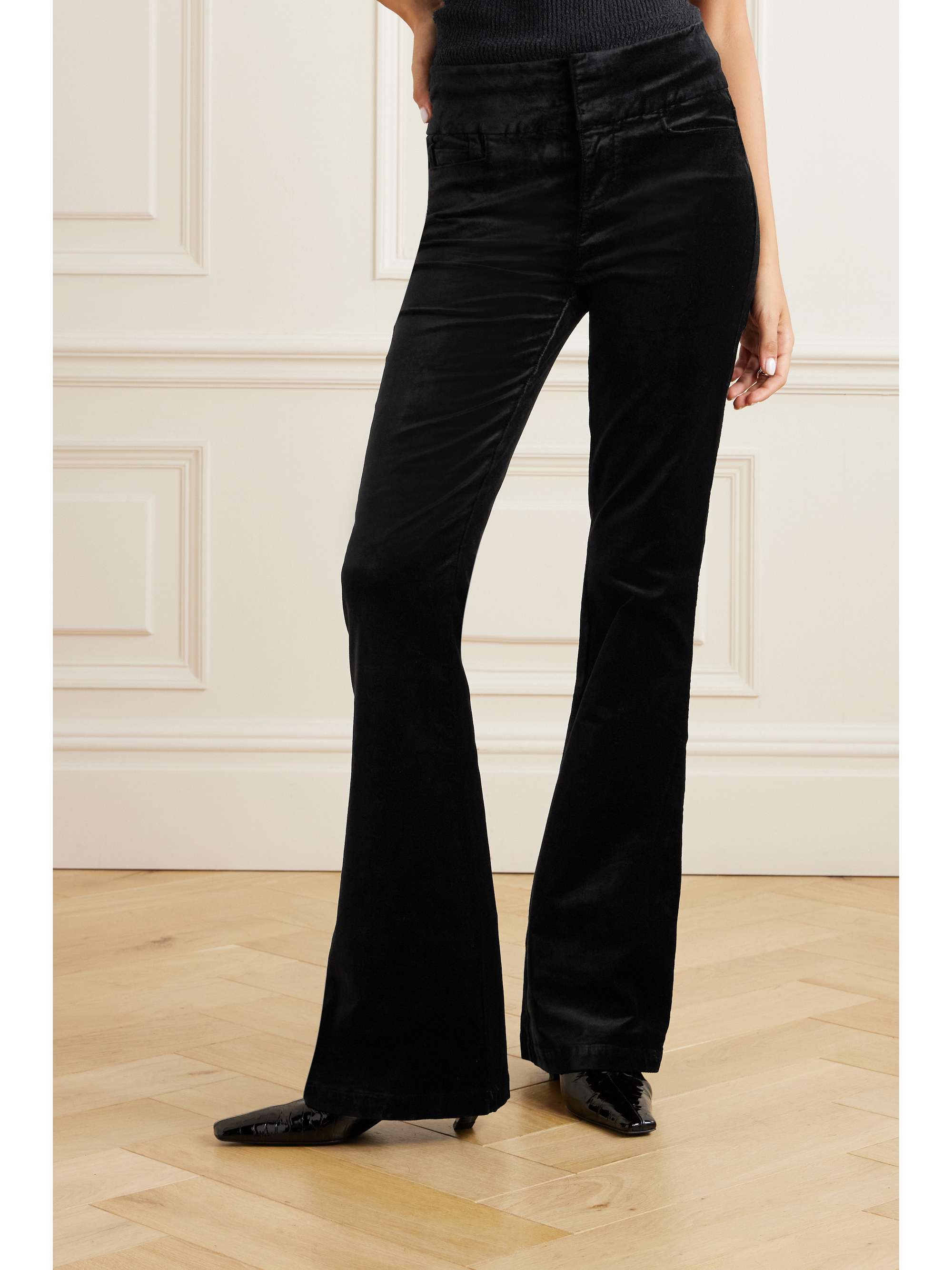 PAIGE Lou Lou cotton-blend velvet flared pants | NET-A-PORTER