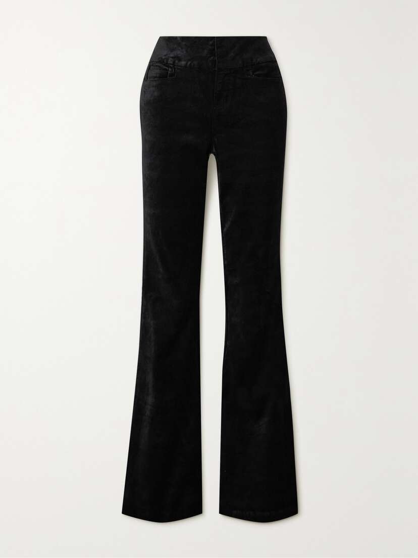 PAIGE Lou Lou Cotton-blend Velvet Flared Pants
