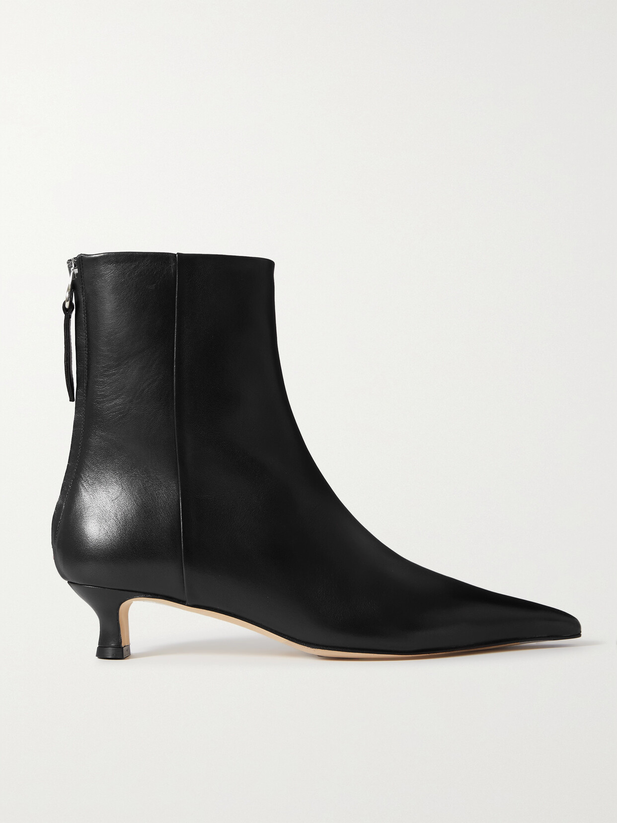 Shop Aeyde Zoe Leather Point-toe Ankle Boots In Black