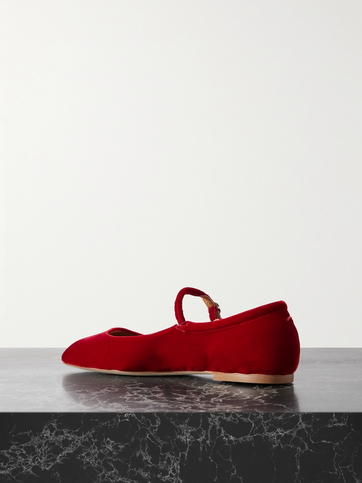 Shop Aeyde Uma Velvet Mary Jane Ballet Flats In Red