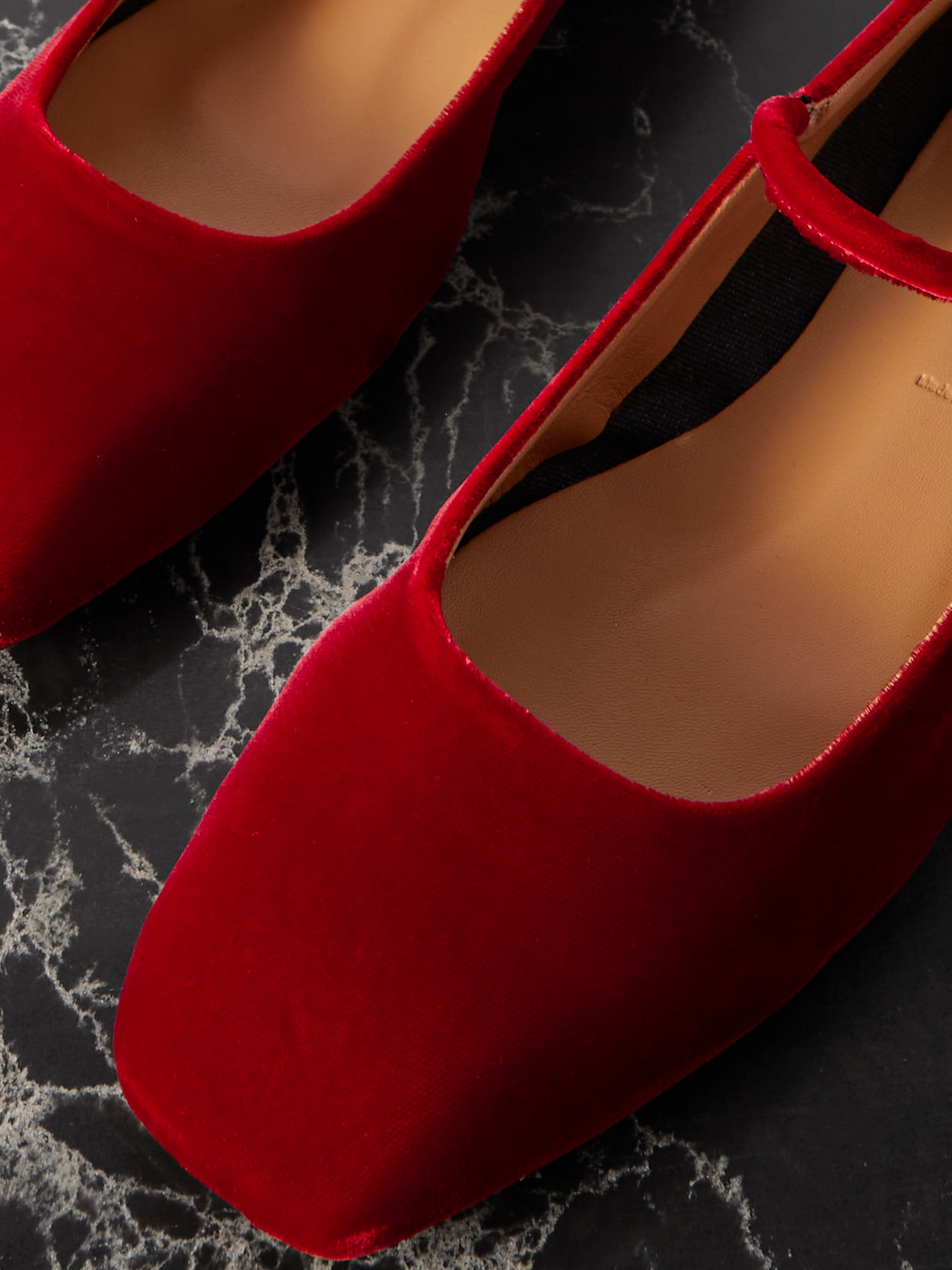 Shop Aeyde Uma Velvet Mary Jane Ballet Flats In Red