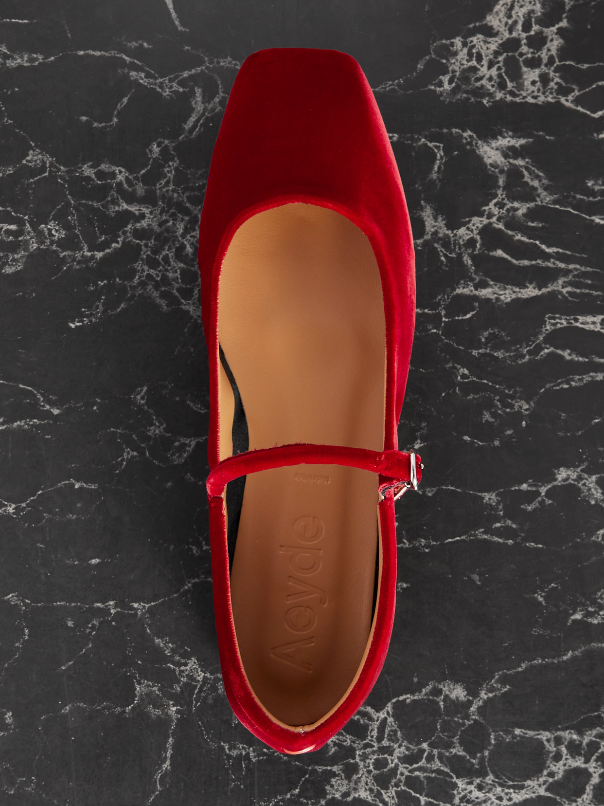 Shop Aeyde Uma Velvet Mary Jane Ballet Flats In Red