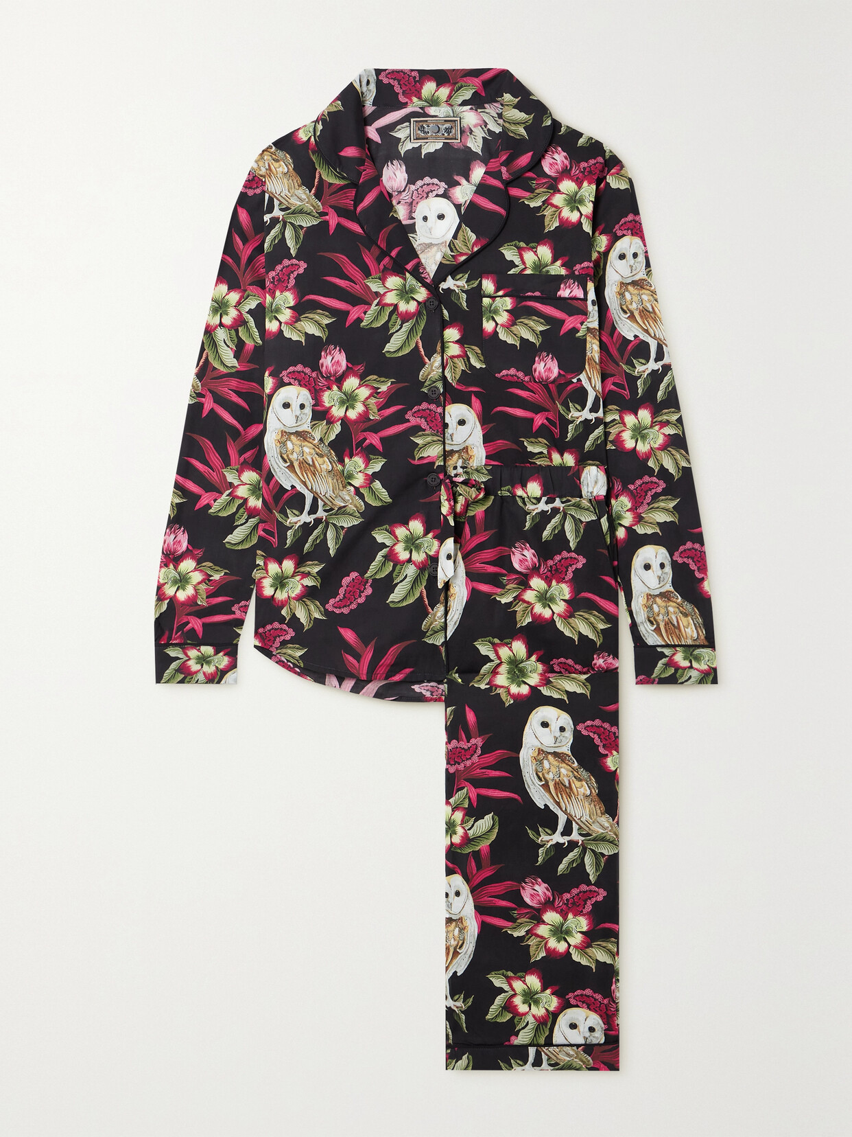 Shop Desmond & Dempsey + Net Sustain Printed Organic Cotton-voile Pajama Set In Black