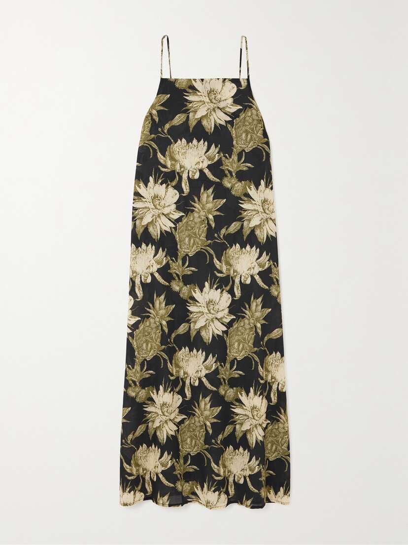 Desmond & Dempsey + Net Sustain Open-back Printed Organic Cotton-voile Nightdress