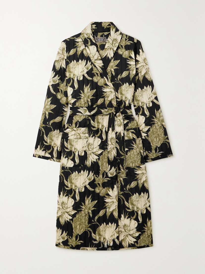 Desmond & Dempsey + Net Sustain Belted Quilted Organic Cotton Robe And Eye Mask