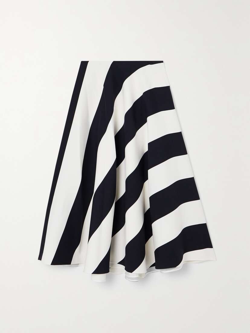 Valentino Garavani Striped Wool And Silk-blend Midi Skirt