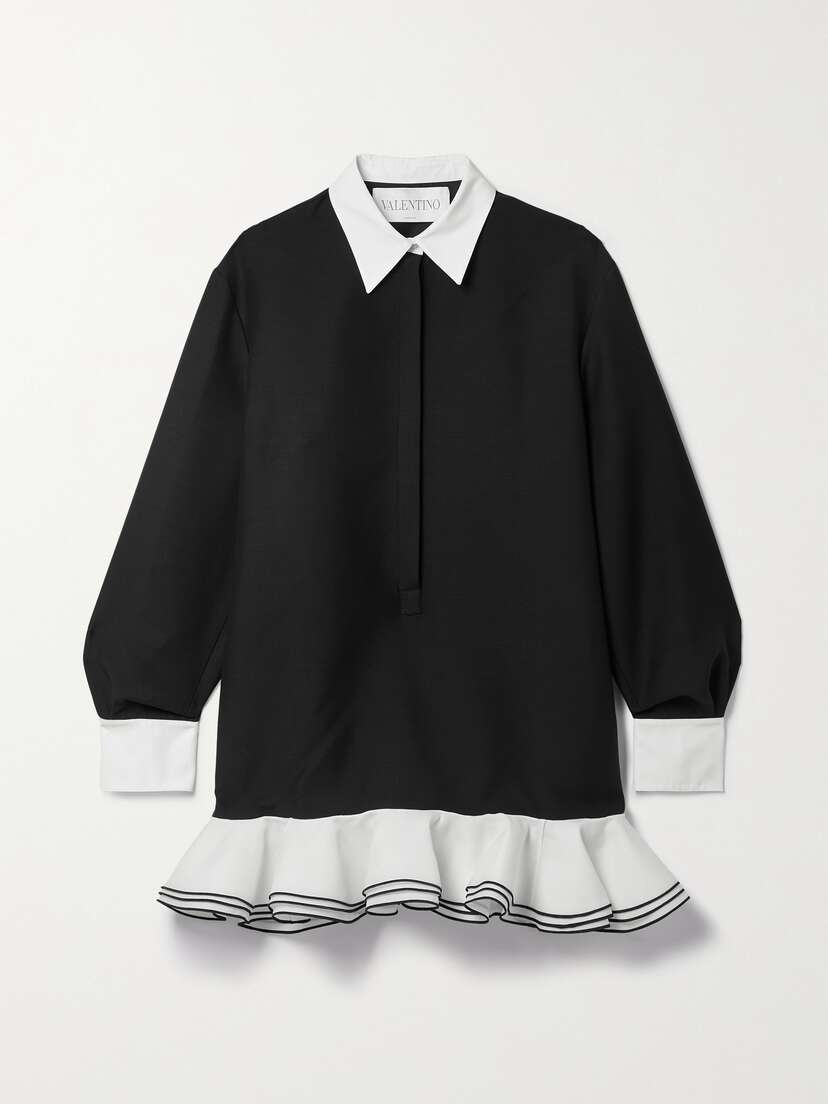 Valentino Garavani Ruffled Wool And Silk-blend Mini Dress