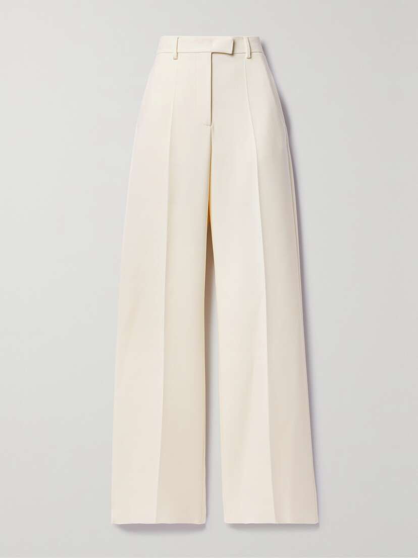 Valentino Garavani Pleated Wool-blend Crepe Wide-leg Pants