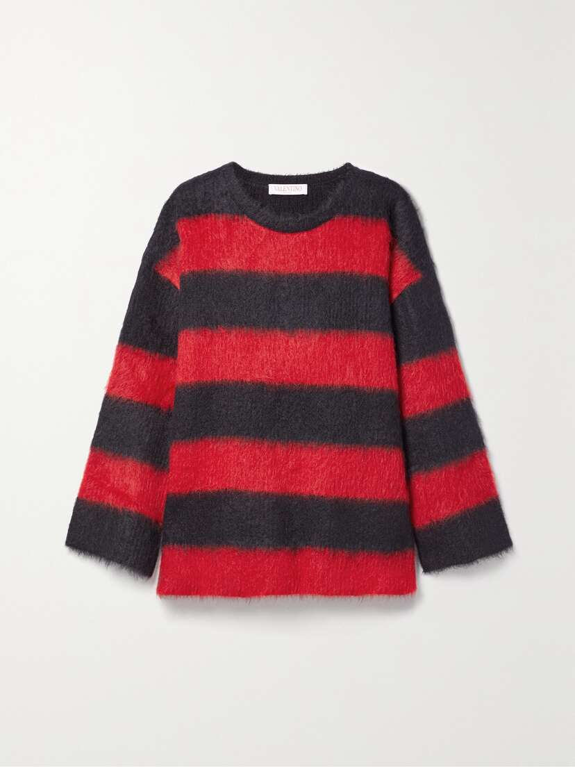 Valentino Garavani Oversized Striped Mohair-blend Sweater
