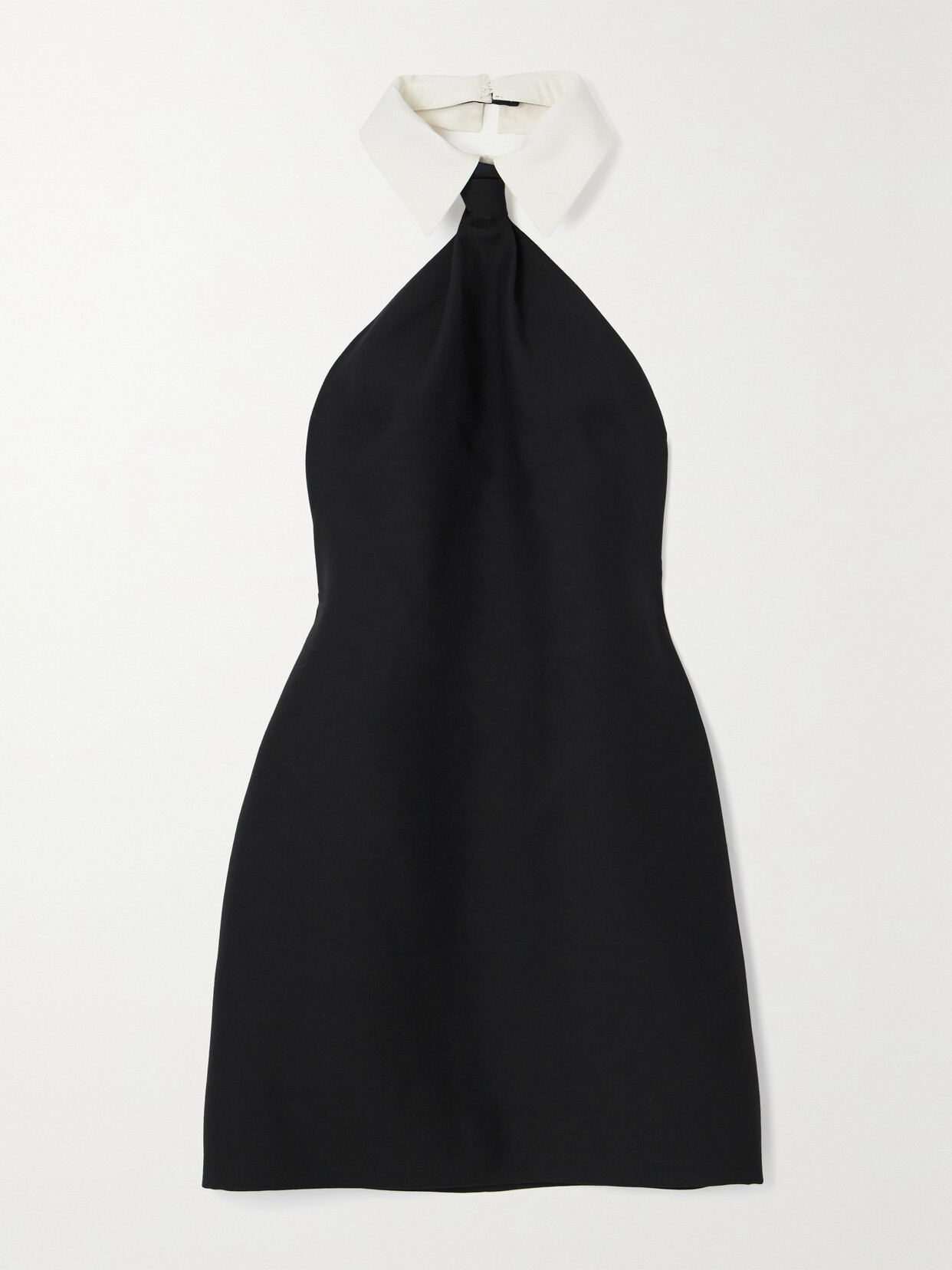 Shop Valentino Wool And Silk-blend Halterneck Mini Dress In Black