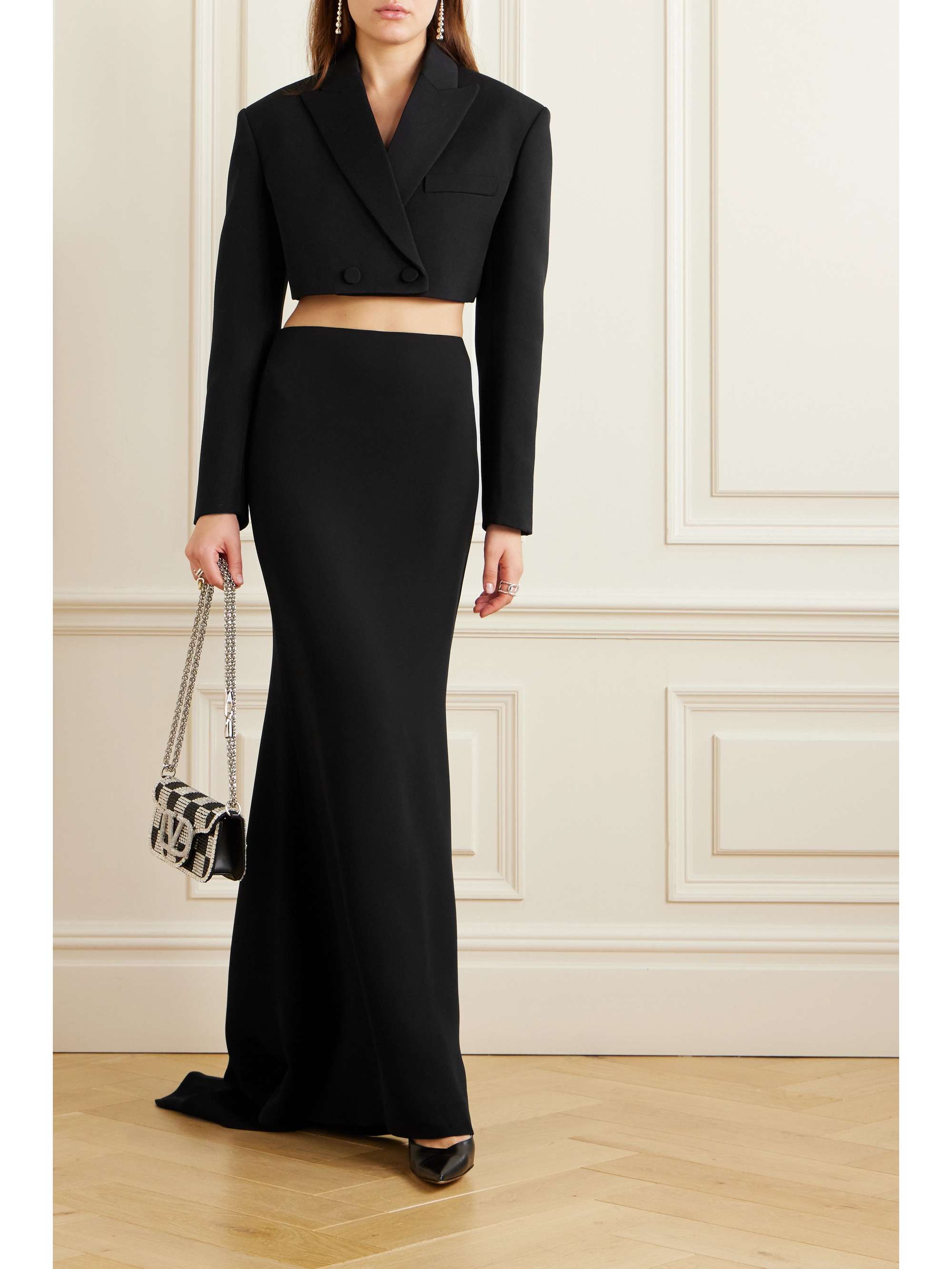 Silk cady maxi skirt black IT36