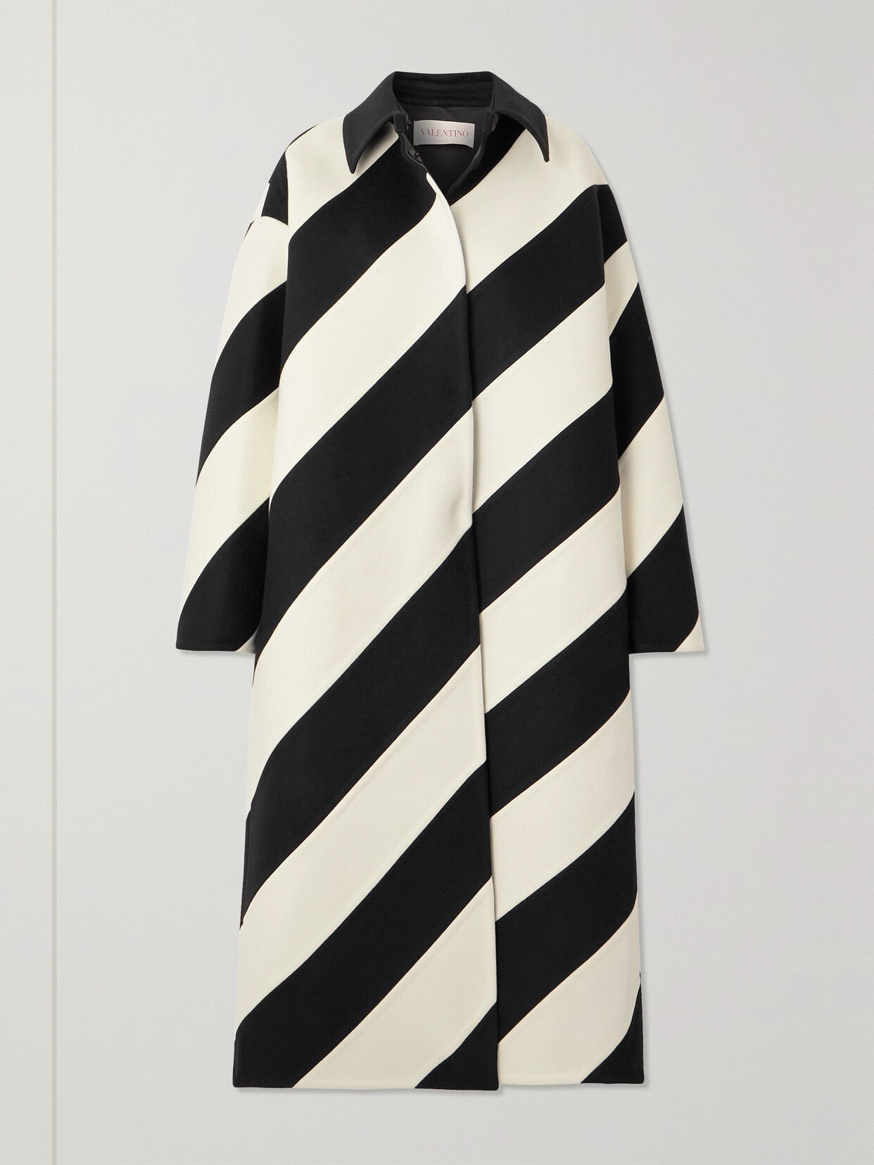 Valentino Garavani - Oversized Striped Wool And Cashmere-blend Coat - White