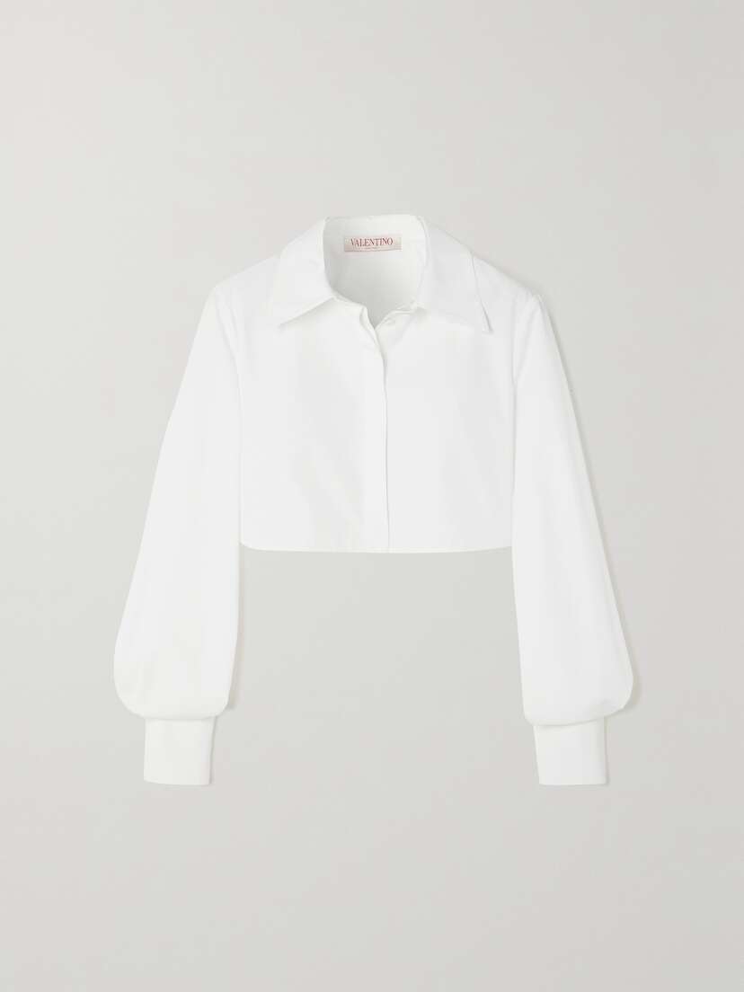 Valentino Garavani Cropped Cotton-poplin Shirt