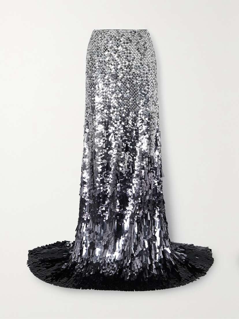 Valentino Garavani — Paillette-embellished mesh maxi skirt
