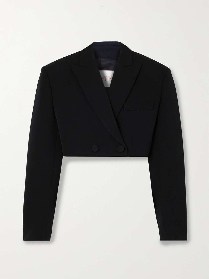Valentino Garavani Double-breasted Cropped Wool Blazer
