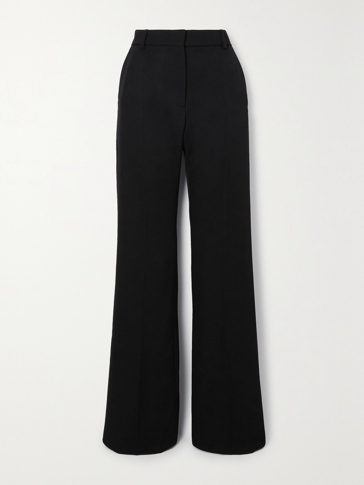 Valentino Pleated Wool Flared Pants In Black