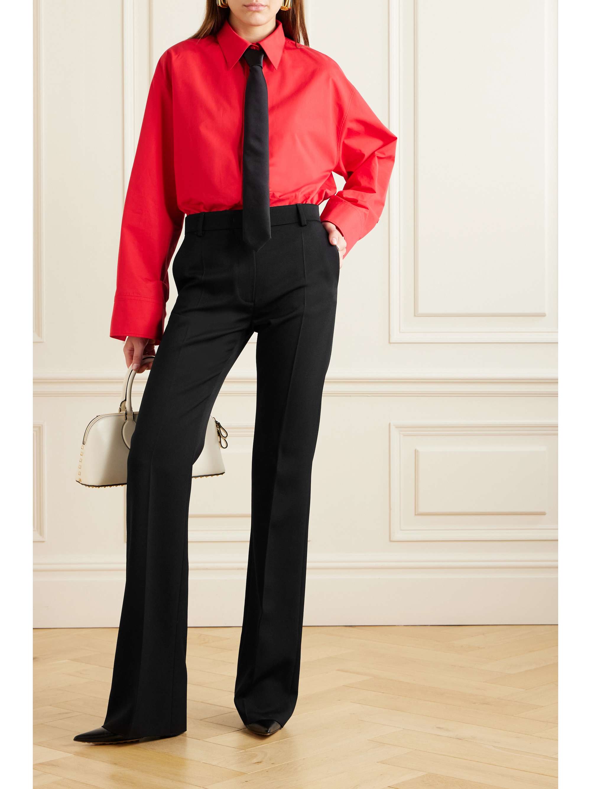 VALENTINO GARAVANI Pleated wool flared pants | NET-A-PORTER