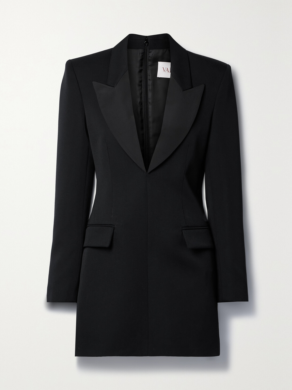 Valentino Garavani Faille-trimmed Grain De Poudre Wool Mini Dress - Black