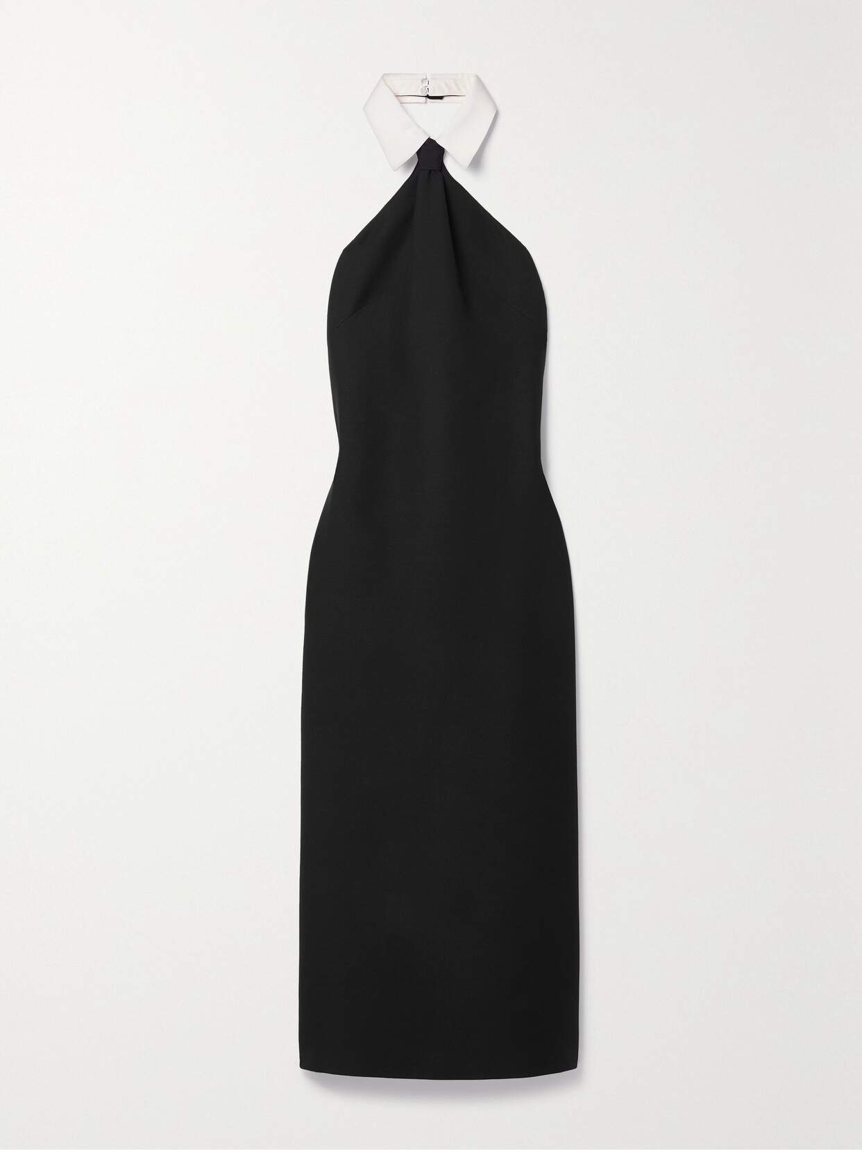 Valentino Garavani Wool And Silk-blend Halterneck Midi Dress - Black